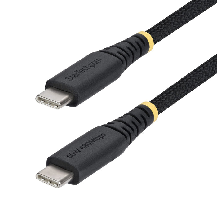 StarTech.com 3m (10ft) USB-C Charging Cable, 60W (3A) PD, Dual-Layer Braided Nylon/TPE Jacket, Rugged USB C Charging Cord, USB 2.0 Laptop Charger Cable, 3 m, USB C, USB C, USB 2.0, 0.48 Gbit/s, Black