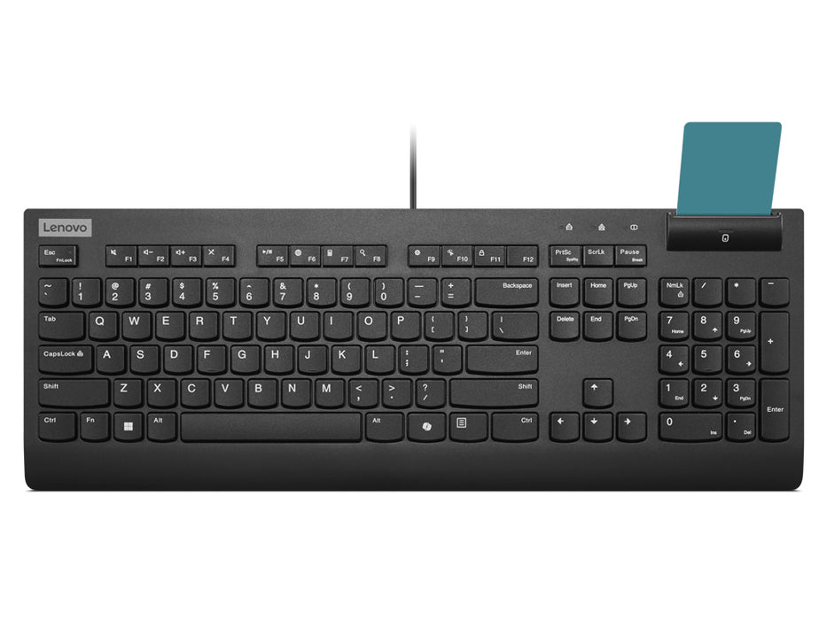 Lenovo Smartcard Wired keyboard II, Full-size (100%), Wired, USB, Plunger key switch, Black