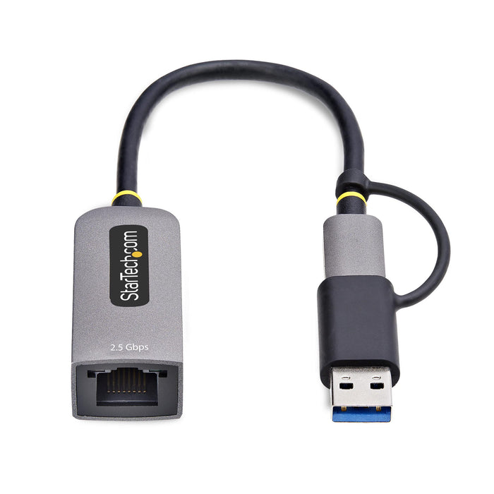 StarTech.com 2.5GbE USB-C to Ethernet Adapter with USB-A Converter, NBASE-T NIC, USB 3.0 Type-C 2.5/1G Multi Speed Network, Thunderbolt Compatible, Windows & Mac, Wired, USB Type-C, Ethernet, 5000 Mbit/s, Grey