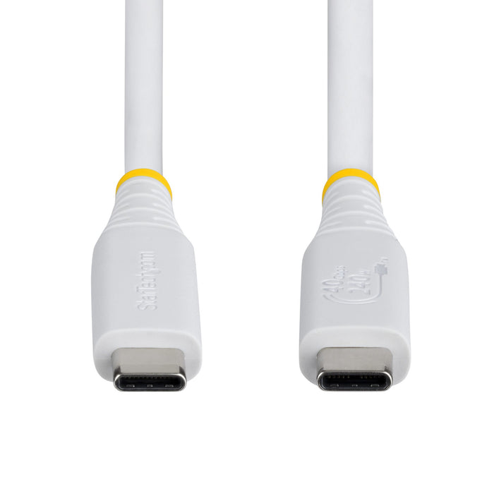 StarTech.com 50cm (1.6ft) USB4 Cable, 40Gbps, USB-IF Certified USB-C Cable, 240W PD, 8K 60Hz/4K 240Hz DP2.1 DP40, TPE Jacket, Thunderbolt 4 Compatible - White USB-C Cord, 0.5 m, USB C, USB C, USB4 Gen 3x2, 40 Gbit/s, White