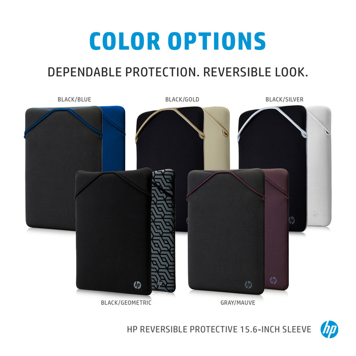 HP Reversible Protective 15.6-inch Silver Laptop Sleeve, Sleeve case, 39.6 cm (15.6"), 190 g