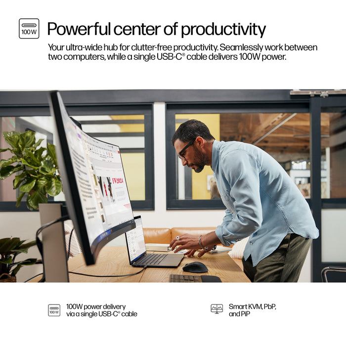 HP Series 5 Pro 34 inch WQHD USB-C Conferencing Monitor - 534pm, 86.4 cm (34"), 3440 x 1440 pixels, Wide Quad HD, LCD, 5 ms, Black
