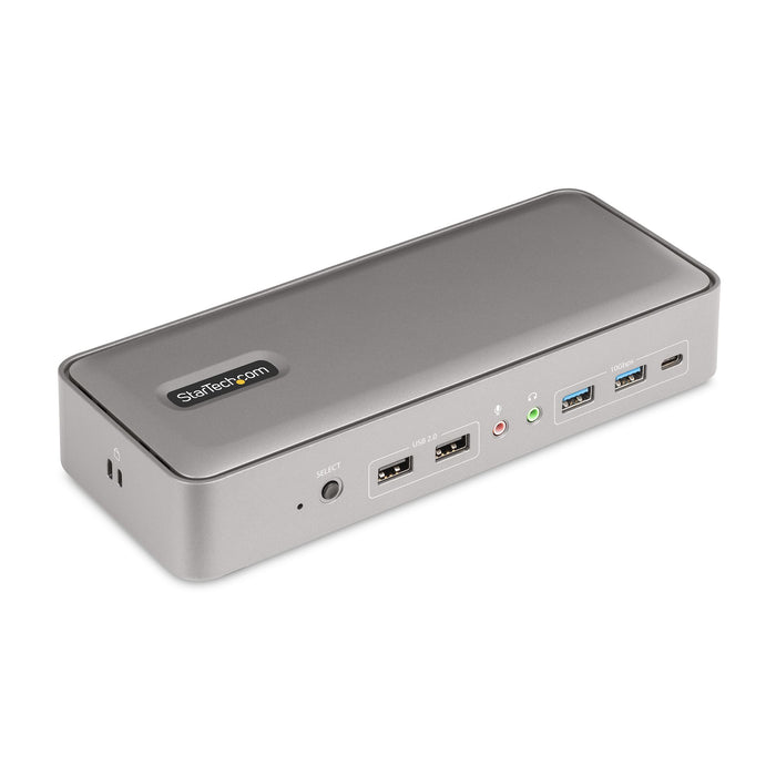 StarTech.com Dual-Laptop USB-C KVM Docking Station, Dual Monitor 4K 60Hz DisplayPort Dock, 5-Port USB Hub, GbE, 90W/45W Power Delivery to Two Laptops, Windows/Mac, 2-Host KVM Dock - TAA, 3840 x 2160 pixels, Ethernet LAN, 4K Ultra HD, 180 W, Silver