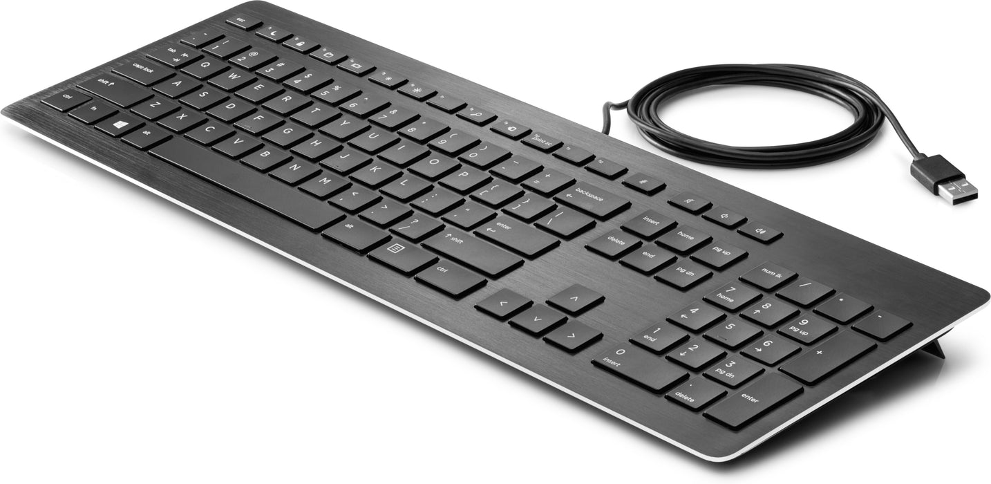 HP USB Premium Keyboard, Full-size (100%), Wired, USB, Membrane, Black