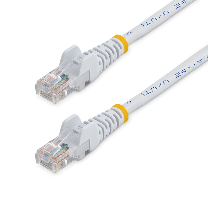 StarTech.com Cat5e Ethernet Patch Cable with Snagless RJ45 Connectors - 0.5 m, White, 0.5 m, Cat5e, U/UTP (UTP), RJ-45, RJ-45, White