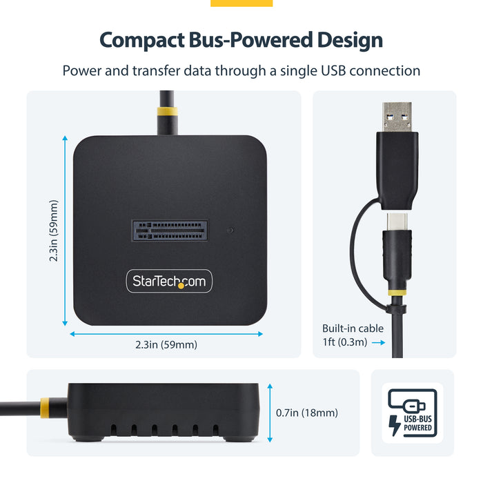 StarTech.com USB-C/USB-A to M.2 NVMe Dock Adapter, 10Gbps, Tool-Free External M.2 NVMe SSD Reader, B+M/M-Key, SSD, M.2, M.2, USB 3.2 Gen 2 (3.1 Gen 2) Type-C, Black, 10 Gbit/s
