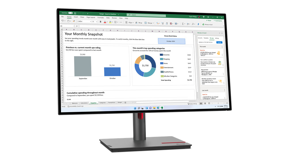 Lenovo ThinkVision P27q-30, 68.6 cm (27"), 2560 x 1440 pixels, LED, 6 ms, Black