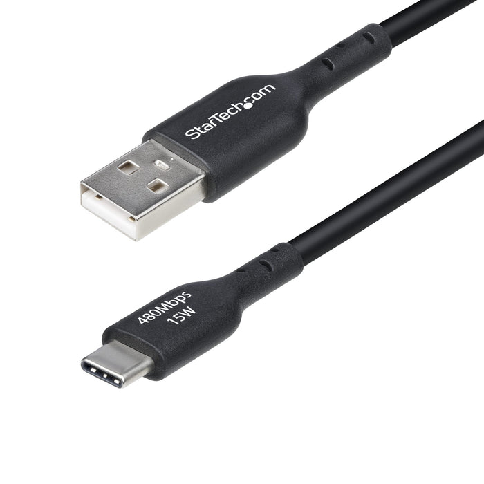 StarTech.com 3m (9.8ft) USB-A to USB-C Charging Cable, Charge & Sync, 3A, USB 2.0, TPE Jacket - Black USB Charging Cord, 3 m, USB A, USB C, USB 2.0, 0.48 Gbit/s, Black