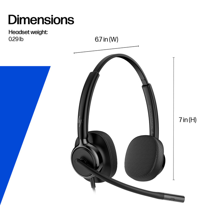 HP Poly Mission 425 Stereo USB Wired Headset (Bulk), Wired, 132 g, Headset, Black