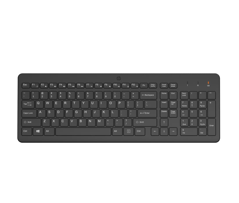 HP 220 Wireless Keyboard, Full-size (100%), Wireless, RF Wireless, Membrane, Black