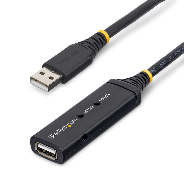 StarTech.com 20m (65ft) USB 2.0 Active Extension Cable - M/F, 20 m, USB A, USB A, USB 2.0, Male/Female, Black