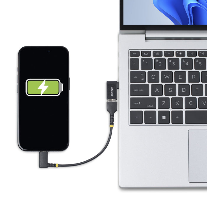 StarTech.com USB-C to USB-A Adapter, Right-Angled, USB 5Gbps, 3A, USB-C Male to USB-A Female Converter, Durable Metal Housing - Thunderbolt Compatible, USB Type-C, USB Type-A, Black