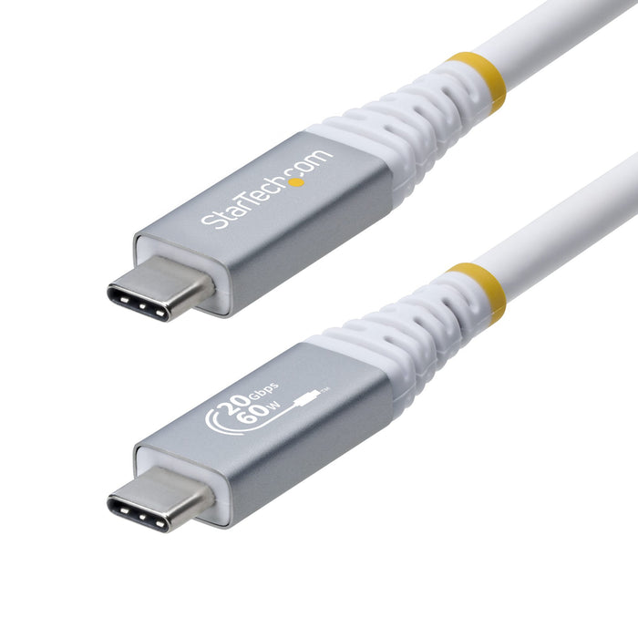StarTech.com 3m (10ft) USB4 Cable, 20Gbps, USB-IF Certified USB-C Cable, 60W PD, 4K 120Hz DP 2.1, TPE Jacket, White USB-C Cord, 3 m, USB C, USB C, USB4 Gen 2x2, 20 Gbit/s, White
