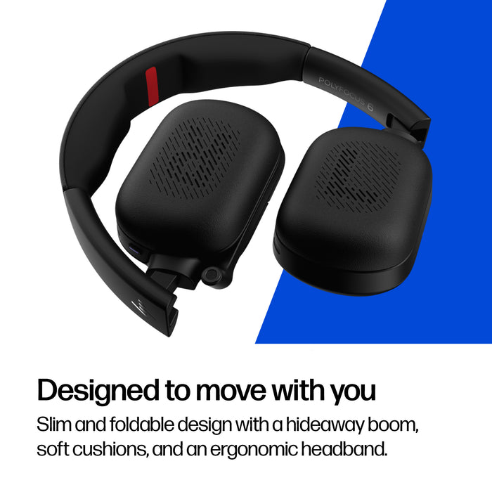 HP Poly Focus 625 Fold Stereo Bluetooth USB-C Headset, Wired & Wireless, Business/Everyday, 208 g, Headset, Black