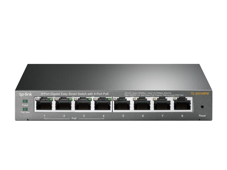 TP-Link 8-Port Gigabit Easy Smart Switch with 4-Port PoE, Managed, L2, Gigabit Ethernet (10/100/1000), Power over Ethernet (PoE)
