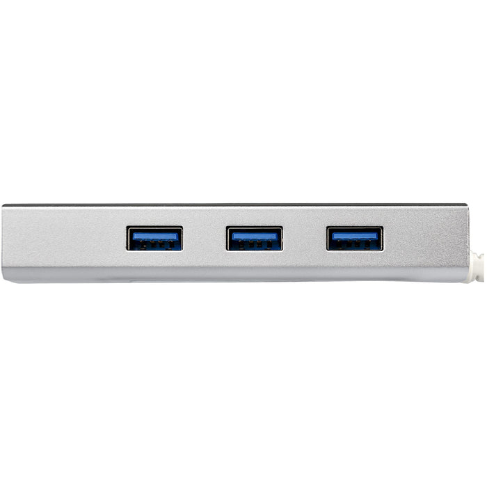 StarTech.com 3-Port USB Hub with Ethernet, USB-A Ports, Gigabit Ethernet/GbE, USB 5Gbps, Rugged Design, Bus-Powered, Portable Laptop USB 3.0 Hub, Wired, USB, Ethernet, 5000 Mbit/s, Silver, White