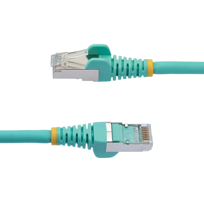 StarTech.com 2m CAT6a Ethernet Cable - Aqua - Low Smoke Zero Halogen (LSZH) - 10GbE 500MHz 100W PoE++ Snagless RJ-45 w/Strain Reliefs S/FTP Network Patch Cord, 2 m, Cat6a, S/FTP (S-STP), RJ-45, RJ-45, Aqua colour