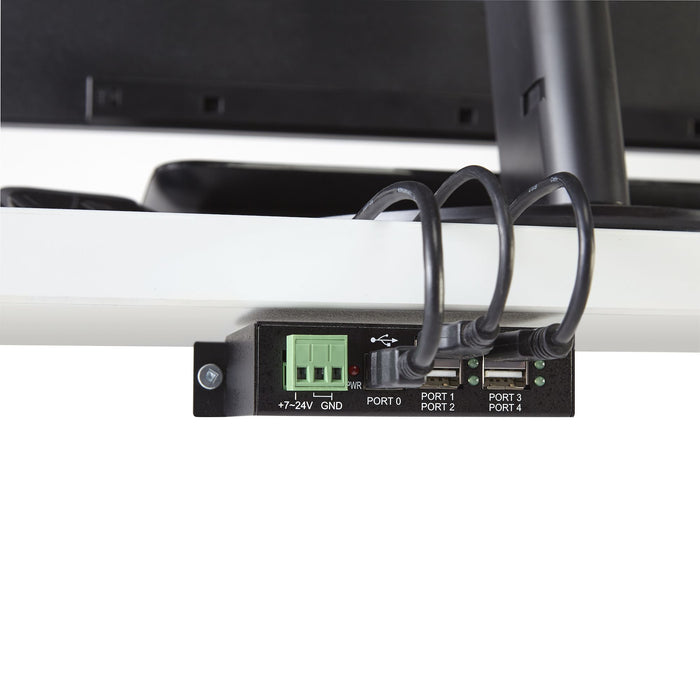 StarTech.com 4-Port USB 2.0 Hub - Metal Industrial USB-A Hub - Din Rail, Wall or Desk Mountable USB Data Hub - TAA Compliant USB Expander Hub, USB 2.0 Type-B, USB 2.0, 480 Mbit/s, Black, Steel, Power