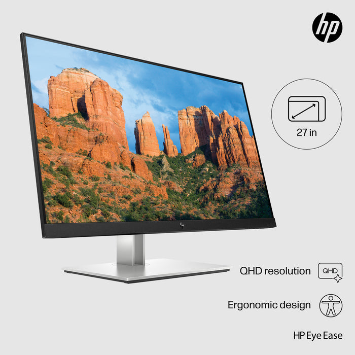 HP E-Series E27q G4 QHD Monitor, 68.6 cm (27"), 2560 x 1440 pixels, Quad HD, LCD, 5 ms, Black