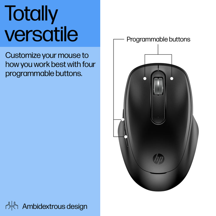 HP 515 Ultra-Fast Rechargeable Wireless Mouse, Ambidextrous, RF Wireless, 4000 DPI, Black