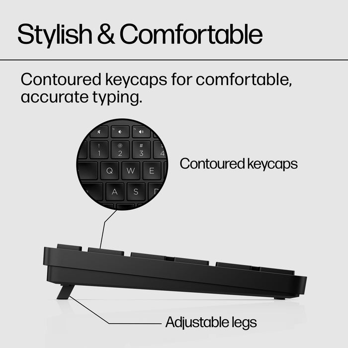 HP 450 Programmable Wireless Keyboard, Full-size (100%), Wired & Wireless, RF Wireless + USB, Black