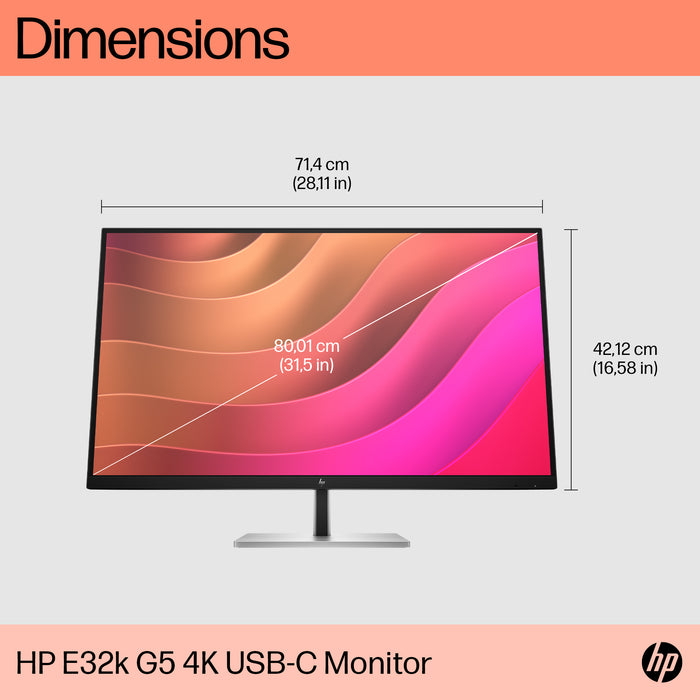 HP E32k G5 4K USB-C Monitor, 80 cm (31.5"), 4K Ultra HD, LCD, 5 ms