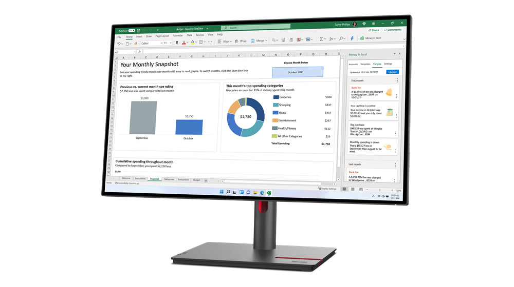 Lenovo ThinkVision P27q-30, 68.6 cm (27"), 2560 x 1440 pixels, LED, 6 ms, Black