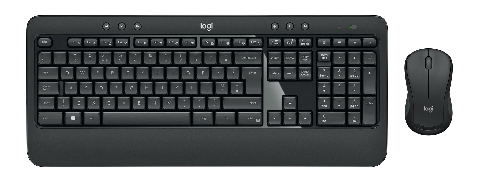 Logitech MK540 ADVANCED Wireless Keyboard and Mouse Combo, Wireless, USB, Membrane, QWERTZ, Black, White, Mouse included