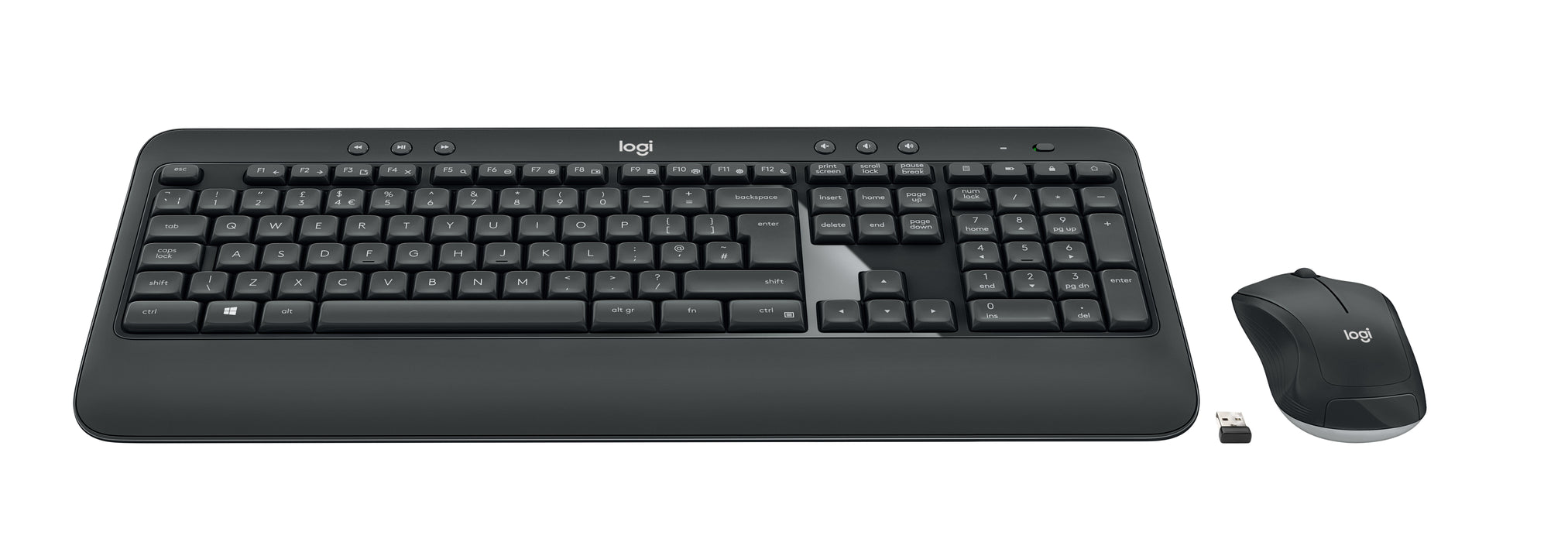 Logitech MK540 ADVANCED Wireless Keyboard and Mouse Combo, Wireless, USB, Membrane, QWERTY, Black, White, Mouse included