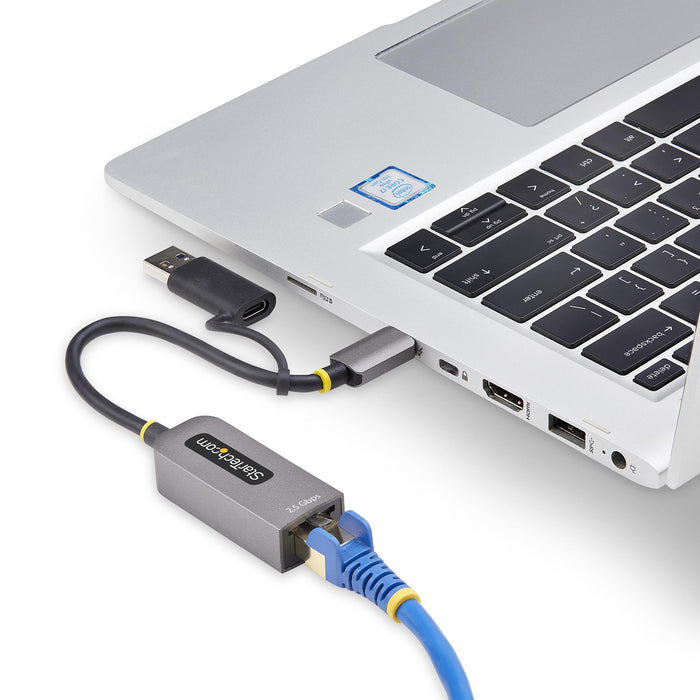 StarTech.com 2.5GbE USB-C to Ethernet Adapter with USB-A Converter, NBASE-T NIC, USB 3.0 Type-C 2.5/1G Multi Speed Network, Thunderbolt Compatible, Windows & Mac, Wired, USB Type-C, Ethernet, 5000 Mbit/s, Grey