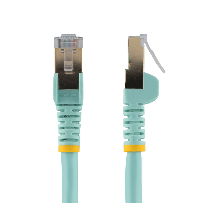 StarTech.com 2m CAT6a Ethernet Cable - 10 Gigabit Shielded Snagless RJ45 100W PoE Patch Cord - 10GbE STP Network Cable w/Strain Relief - Aqua Individually Tested/Wiring is UL Certified/TIA, 2 m, Cat6a, U/FTP (STP), RJ-45, RJ-45, Turquoise