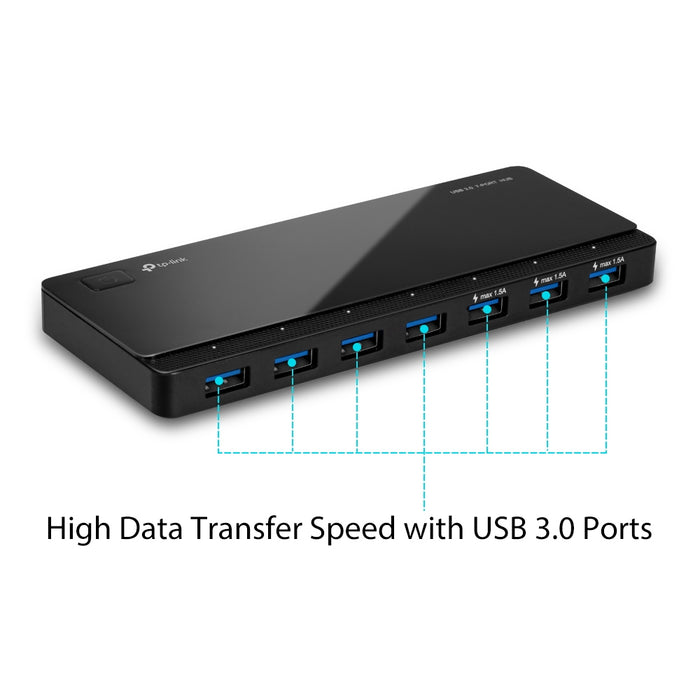 TP-Link UH700, USB 3.2 Gen 1 (3.1 Gen 1) Micro-B, USB 3.2 Gen 1 (3.1 Gen 1) Type-A, 5000 Mbit/s, Black, 1 m, USB
