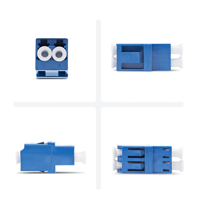StarTech.com LC to LC Coupler, Single Mode LC Fiber Coupler, LC/UPC Duplex Adapter, Fiber Optic LC Coupler for Patch Panel, LC/UPC, Blue, White, Single-mode, Trade Agreements Act (TAA), CE, 12.9 mm, 25.7 mm