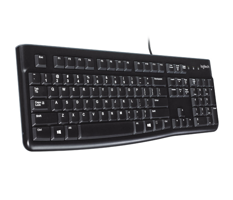 Logitech K120 Corded Keyboard, Full-size (100%), Wired, USB, QWERTY, Black
