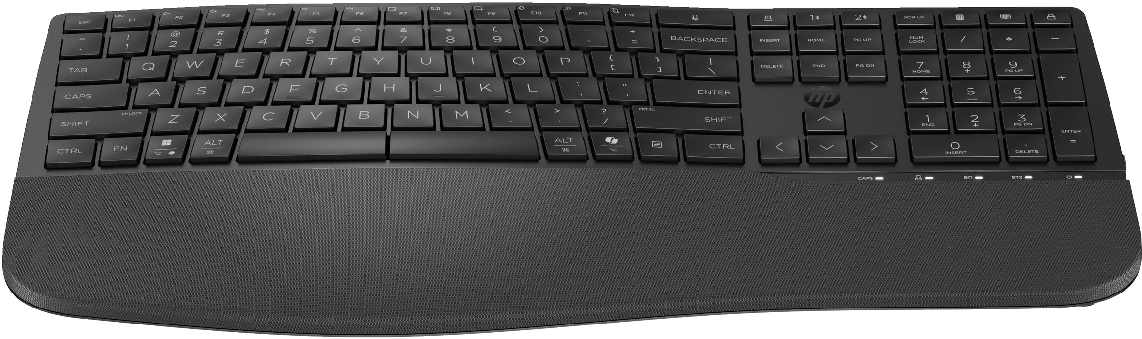 HP 685 Comfort Dual-Mode Keyboard, Full-size (100%), Wireless, RF Wireless + Bluetooth, Membrane, Black