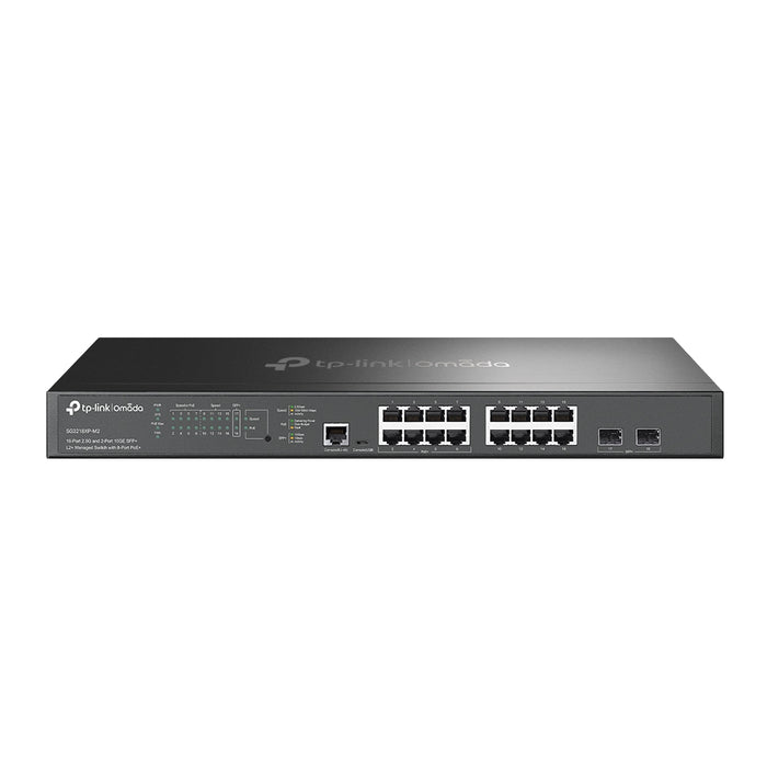 TP-Link Omada 16-Port 2.5G and 2-Port 10GE SFP+ L2+ Managed Switch with 8-Port PoE+, Managed, L2+, 2.5G Ethernet (100/1000/2500), Power over Ethernet (PoE), Rack mounting, 1U