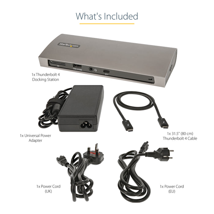 StarTech USB-C Docking Station for MacBook Pro / Air M1 M2 M3 M4 M5 & Windows, Universal Dual 4K 60Hz / Single 8K Thunderbolt Dock, 96W Laptop Charging