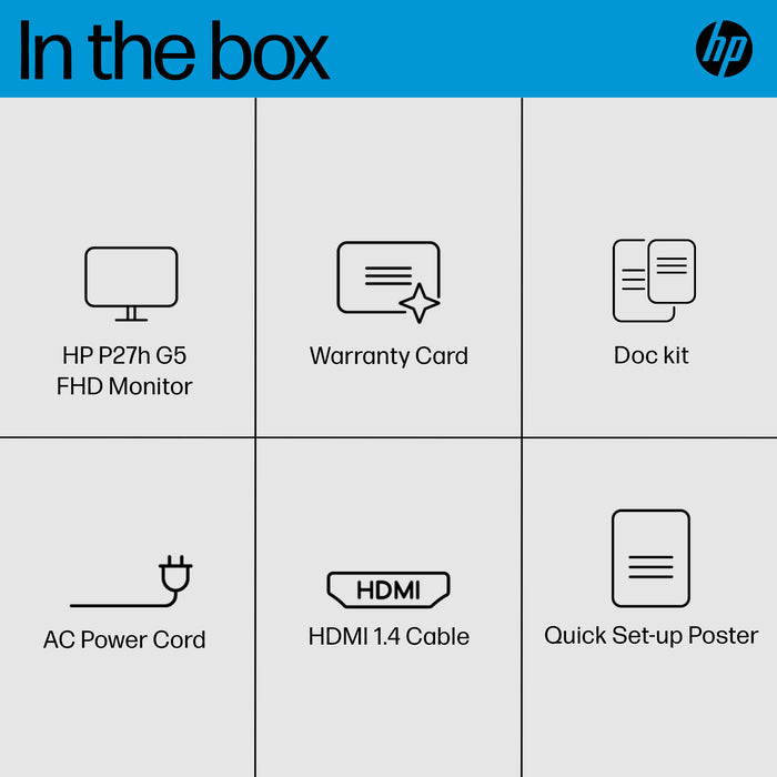 HP P27h G5 FHD Monitor, 68.6 cm (27"), 1920 x 1080 pixels, Full HD, LCD, 5 ms, Black