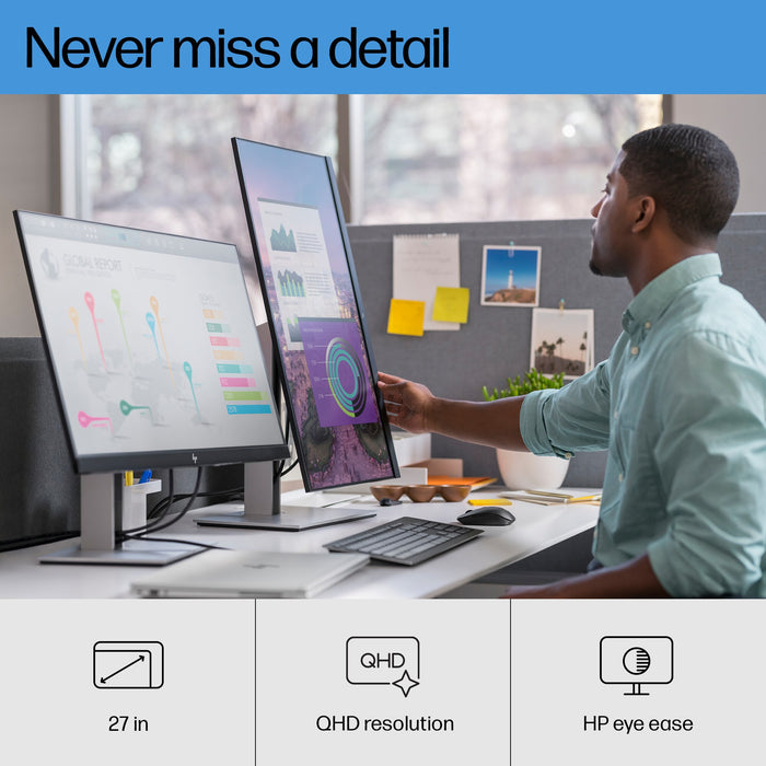 HP E-Series E27q G4 QHD Monitor, 68.6 cm (27"), 2560 x 1440 pixels, Quad HD, LCD, 5 ms, Black