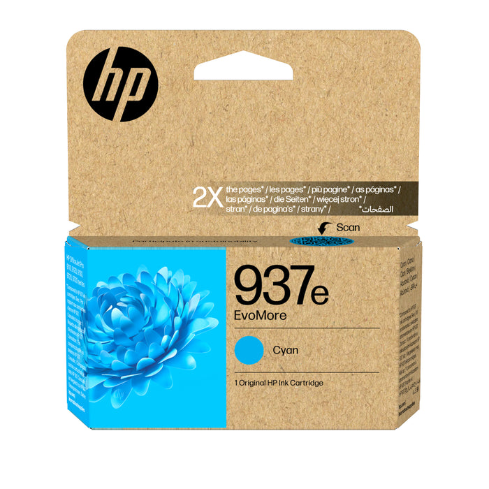 HP 937e EvoMore Cyan Original Ink Cartridge, High (XL) Yield, Cyan, 1 pc(s), 1650 pages, Single pack