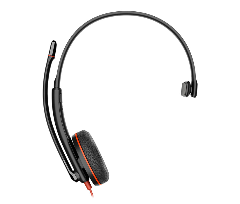 HP Poly Blackwire 3210 Monaural USB-C Headset +USB-C/A Adapter (Bulk), Wired, Office/Call center, 20 - 20000 Hz, 64 g, Headset, Black