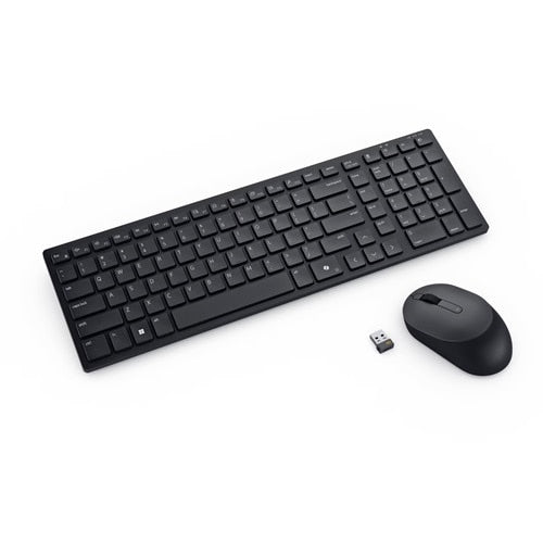 DELL Pro Compact Silent Keyboard and Mouse - KM555 - UK (QWERTY), Wireless, RF Wireless + Bluetooth, Plunger key switch, QWERTY, Black, Mouse included