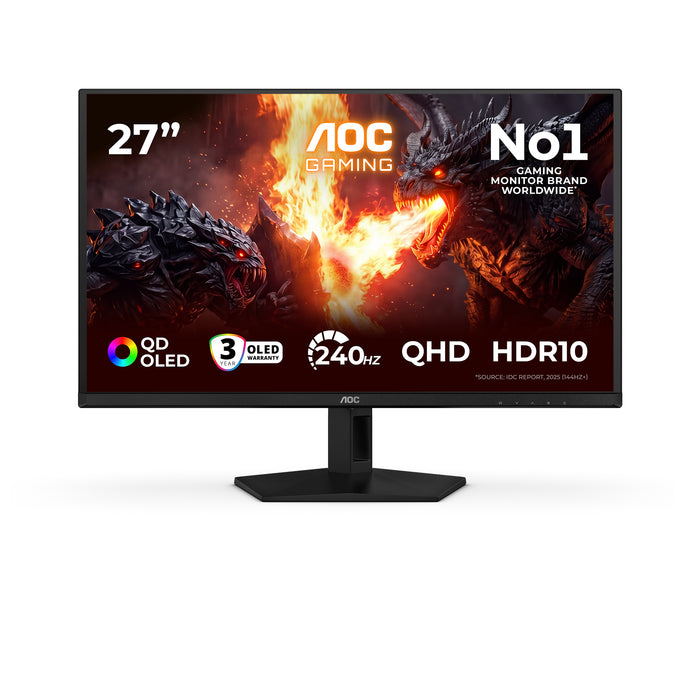 AOC G4 Q27G41ZDF, 67.3 cm (26.5"), 2560 x 1440 pixels, Quad HD, QD-OLED, 0.03 ms, Black, Red