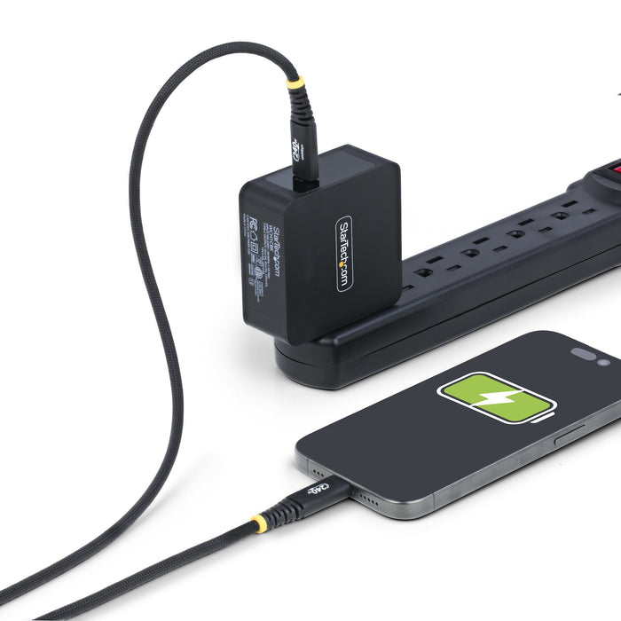 StarTech.com 6ft (2m) USB-C Charging Cable, Durable and Ultra-Flexible, 240W (5A) PD EPR, USB 2.0 Laptop Charger Cable, USB-IF Certified, Rugged USB-C Charging Cord, USB C, USB C, USB 2.0, 0.48 Gbit/s, Black