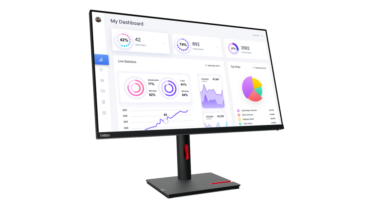 Lenovo ThinkVision T32p-30, 80 cm (31.5"), 3840 x 2160 pixels, 4K Ultra HD, LED, Black