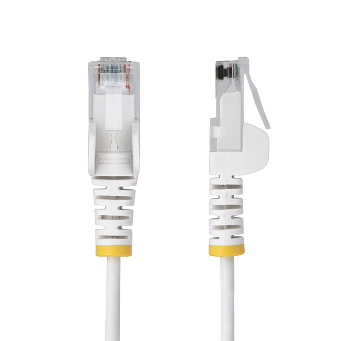 StarTech.com 15m White Slim CAT6 Ethernet Cable, Snagless, 100W PoE, UTP, LSZH, 28AWG Pure Bare Copper Wire, Slim RJ45 Network Patch Cord w/Strain Reliefs, Individually Tested, 15 m, Cat6, U/UTP (UTP), RJ-45, RJ-45, White