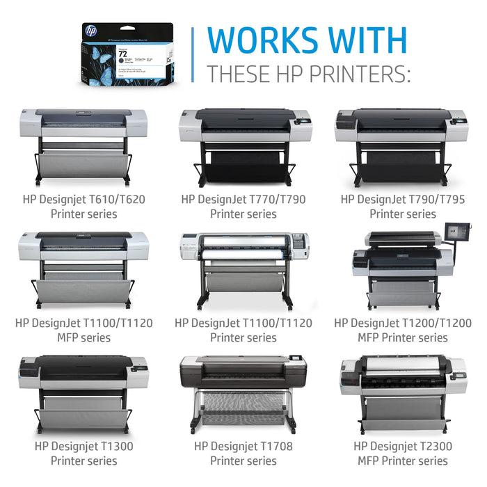 HP 72 130-ml Matte Black DesignJet Ink Cartridge, HP DesignJet T610 Printer series, T620 Printer series, T770 Printer series, T1100 Printer series,..., Thermal inkjet, Black, C9403A, Business, Singapore