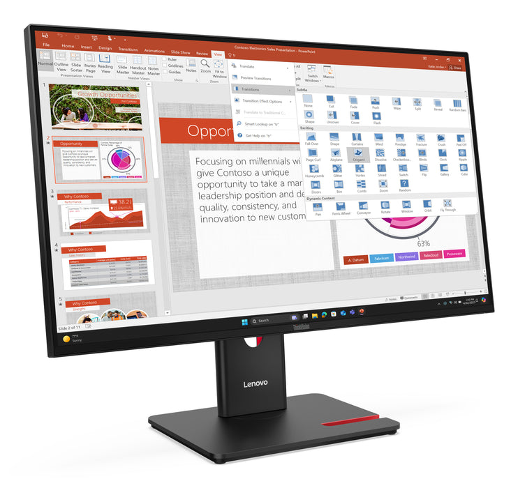 Lenovo ThinkVision T27-40, 68.6 cm (27"), 1920 x 1080 pixels, Full HD, LED, 6 ms, Black