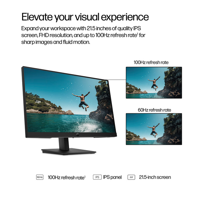 HP Series 3 Pro 21.5 inch FHD Monitor 322ph, 54.6 cm (21.5"), 1920 x 1080 pixels, Full HD, LCD, 5 ms, Black