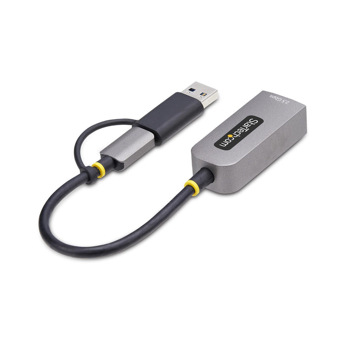 StarTech.com 2.5GbE USB-C to Ethernet Adapter with USB-A Converter, NBASE-T NIC, USB 3.0 Type-C 2.5/1G Multi Speed Network, Thunderbolt Compatible, Windows & Mac, Wired, USB Type-C, Ethernet, 5000 Mbit/s, Grey